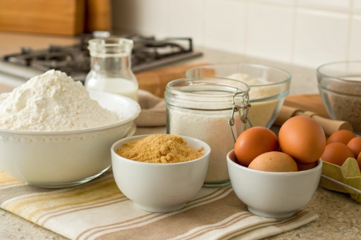 baking ingredients on a kitchen counter